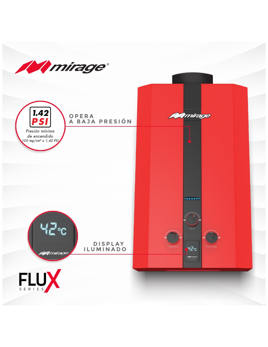 Calentador de Agua FLUX Rojo Mirage - Imagen 3