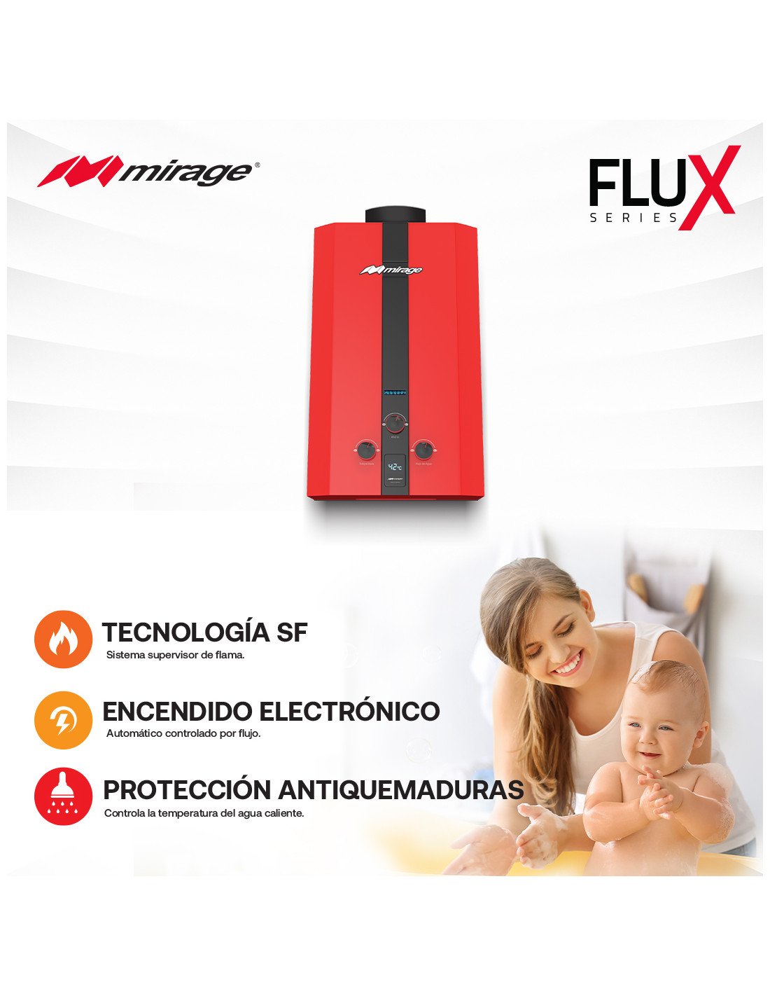 Calentador de Agua FLUX Rojo Mirage - Imagen 4